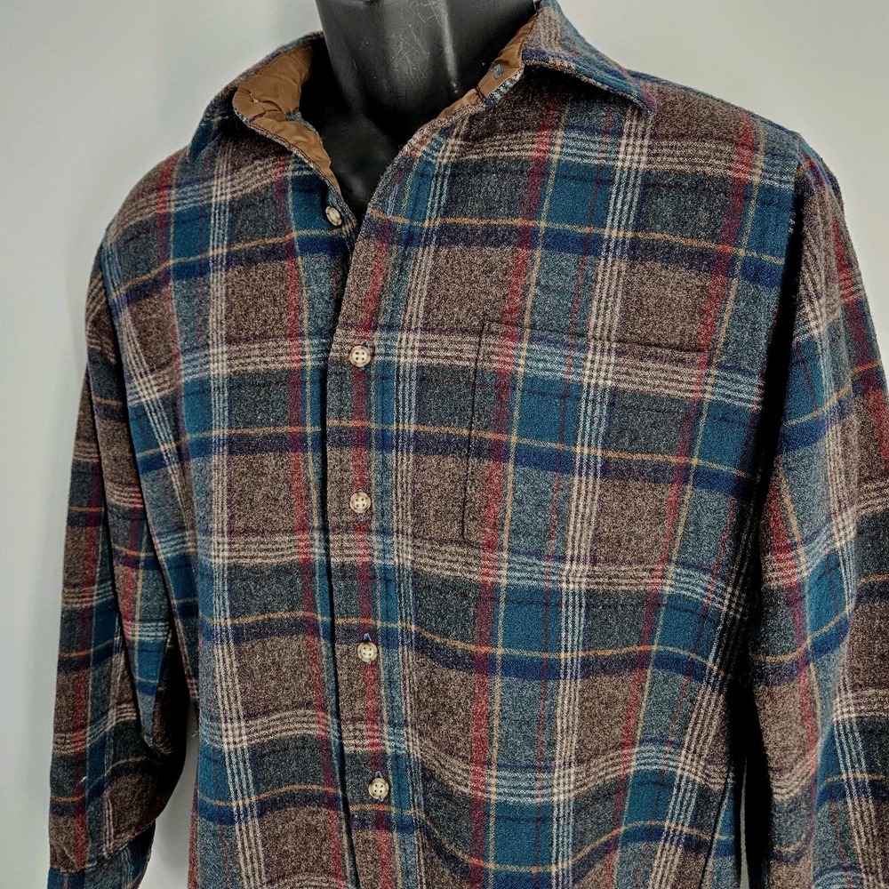 Pendleton Flannel Shirt Mens Medium Plaid Virgin Wool Made In USA